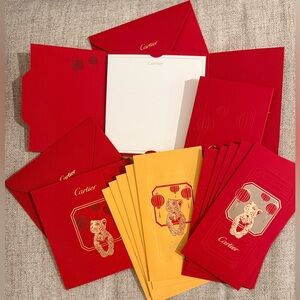 Cartier Red and Gold Envelopes with Stationary Sets